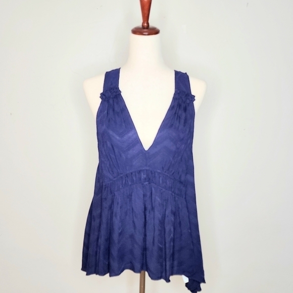 NWT Maeve for Anthropologie Bretta‎ Gathered Tank Top Navy Blue Sz M - Picture 3 of 12